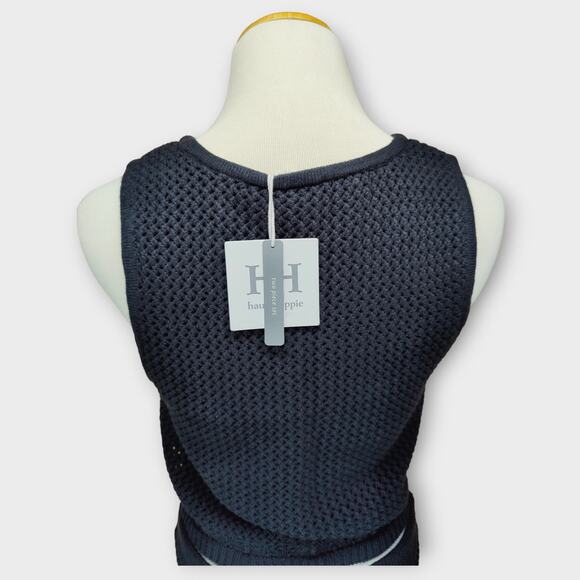 NEW With TAGS - Womens Haute Hippie 2 PC Set Black Crocheted Top & Skirt Medium - Picture 5 of 8